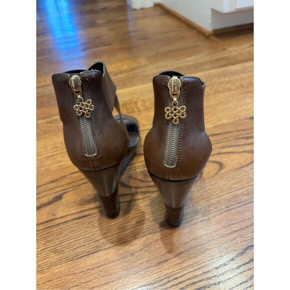 DIANE VON FURSTENBERG Opal Sandal Wedge Wooden Sandal Mink Brown - Picture 5 of 10